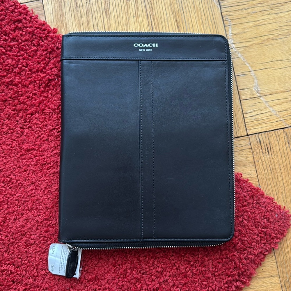 Black Leather Coach Tablet/iPad Case